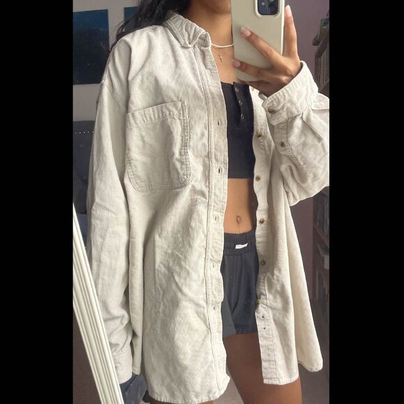 XL Soft Off-White Northwest Territory Corduroy Long Sleeve Button-Up - Picture 2 of 2